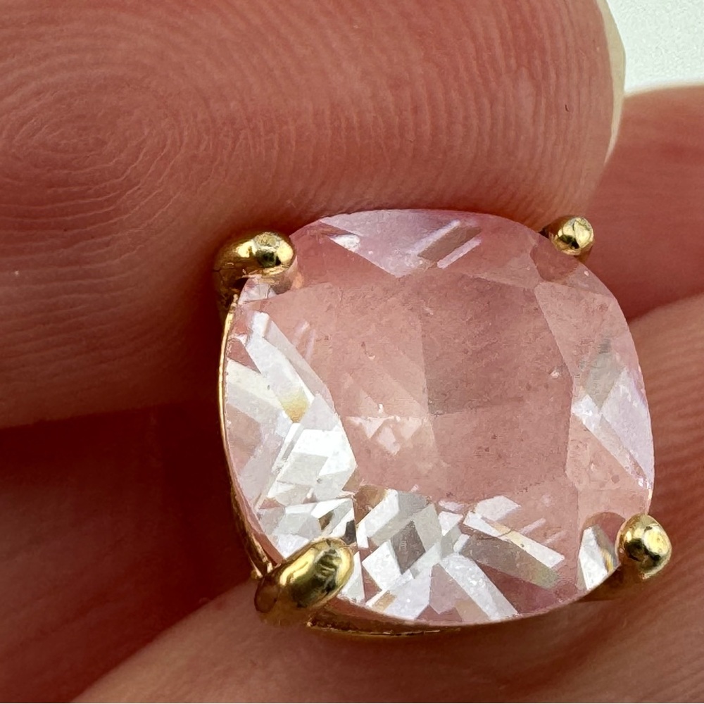 kate spade Rose Pink Crystal Gold-Tone Cushion Stud Earrings - Picture 3 of 6